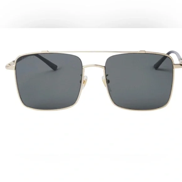 GUCCI MEN'S EYEWEAR GG0610SK 001 GOLD GREY SQUARE SUNGLASSES - Picture 3 of 11